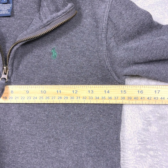 VTG‎ Polo Ralph Lauren Gray Quarter Zip Long Sleeve Pullover Sweater Boys Size 6 - Picture 6 of 13